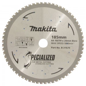 MAKITA 185mm 64T TCT Circular Saw Blade for Stainless Steel Cutting - SPECIALIZED