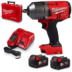 MILWAUKEE 18V FUEL 2 X 5.0Ah 1/2inch High Torque Impact Wrench with Pin Detent Kit M18FHIWP12-502C