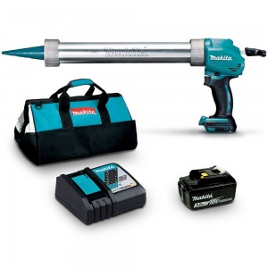 MAKITA 18V 600ML 1 x 3.0Ah Caulking Gun w. Charger & Bag DCG180FBX1