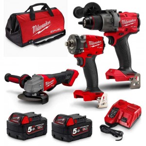MILWAUKEE 18V FUEL 3 Piece 2 x 5.0Ah Combo Kit Power Pack M18FPP3B3502B