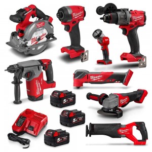 MILWAUKEE 18V 8 Piece 3 x 5.0AH Combo Kit Power Pack M18FPP8A4503B