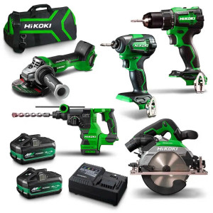 HiKOKI 18V Brushless 5 Piece 2 x 2.5/5.0Ah Combo Kit KC18D5P2(HRZ)